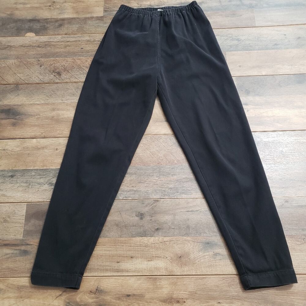 Chico's High Rise Tapered Pull On Elasticized Waistband Black Pants Small